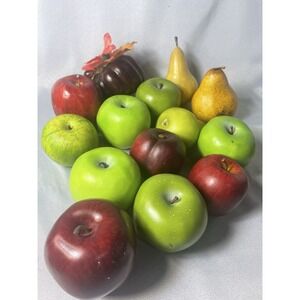 Vtg Lot Artificial Realistic Decor Fake Fruit Apple Pumpkin Plum Pear Props